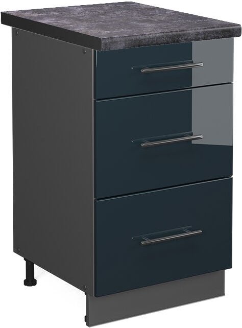 Vicco - Schubladenschrank Fame-Line, Dunkelblau Hochglanz, 50 cm , ap Anthrazit