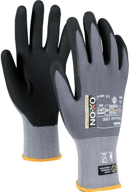 OX-ON 92069 Handschuhe Flexible Advanced 1900 Größe 9 schwarz/hellgrau EN388 EN4