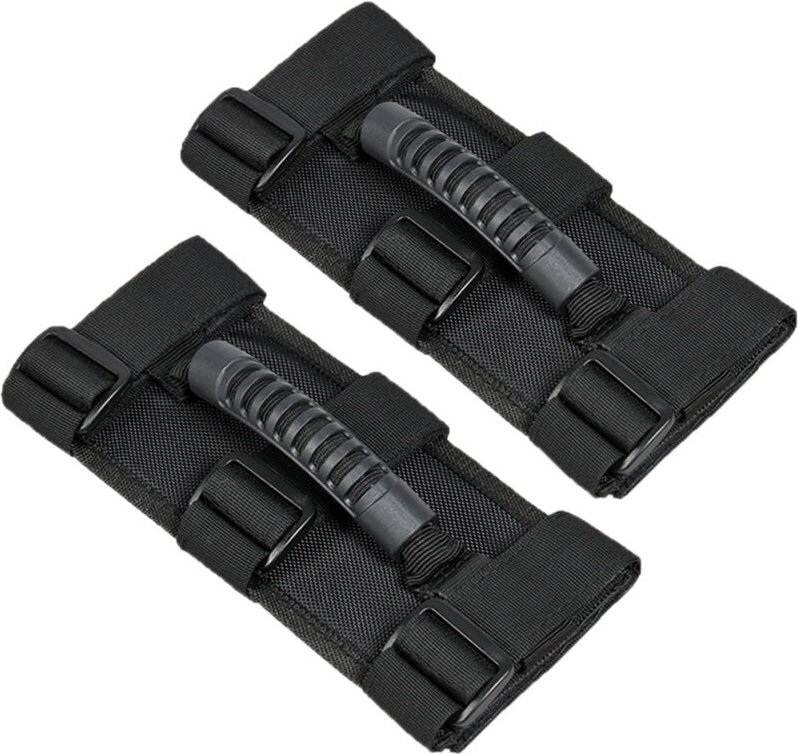 2er-Pack Haltegriffe, kompatibel mit Jeep Wrangler jk, 3-Riemen-Design, einfach zu installieren (schwarz)