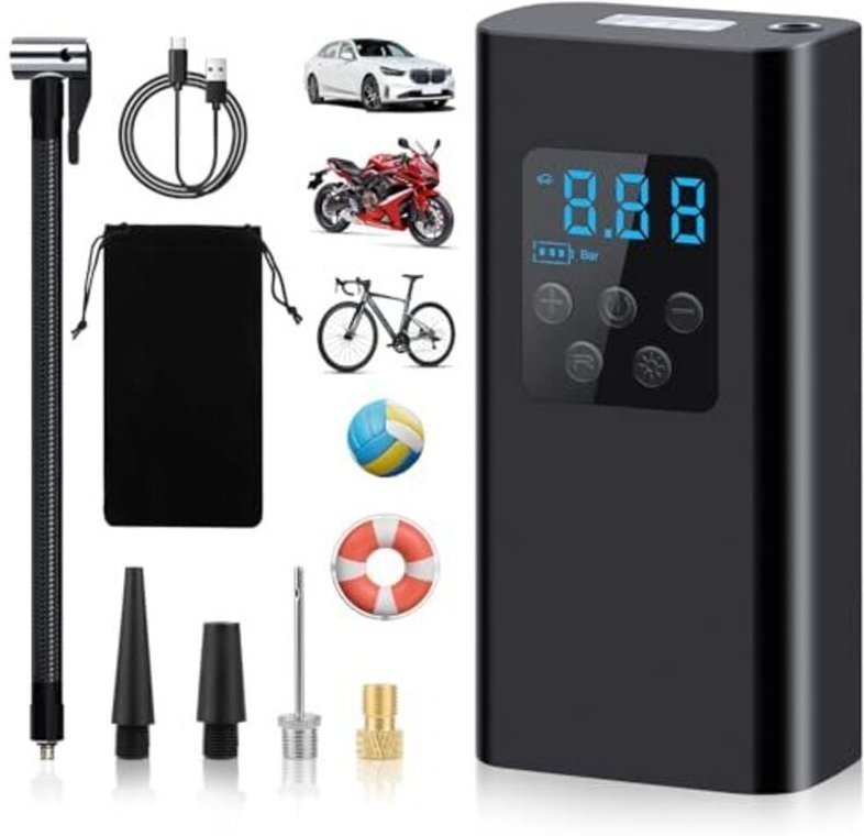 Autoreifenfüller, tragbarer Luftkompressor, 6000 mAh, tragbarer Luftkompressor, wiederaufladbarer Autoreifenfüller für A...