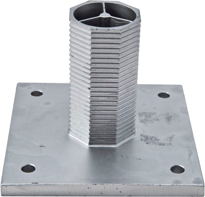H+s Dübelplatte für die Hauptsäule (Zaunhöhe bis 1,25m) 55x125 mm Aluminium