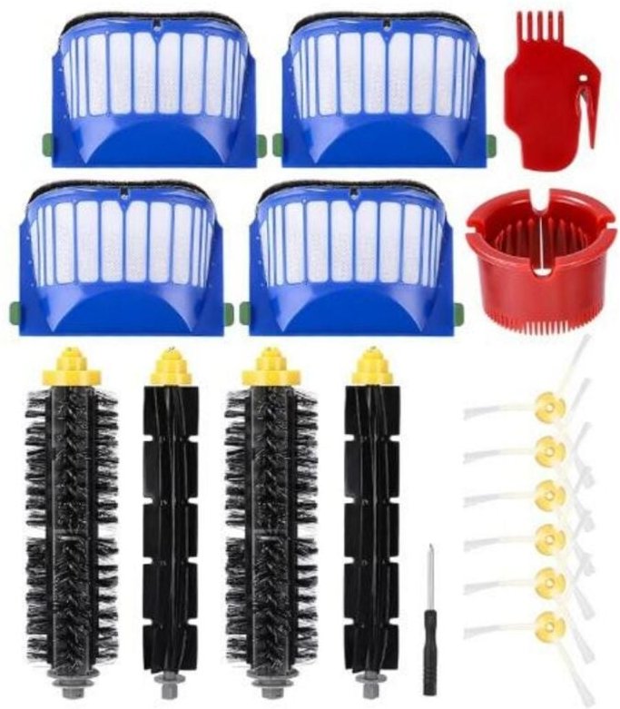 Joybros Zubehörset für iRobot Roomba 600 675 676 692 694 697 698 671, 6 Seitenbürsten, 4 Filter, 4 Hauptwalzenbürsten, E...