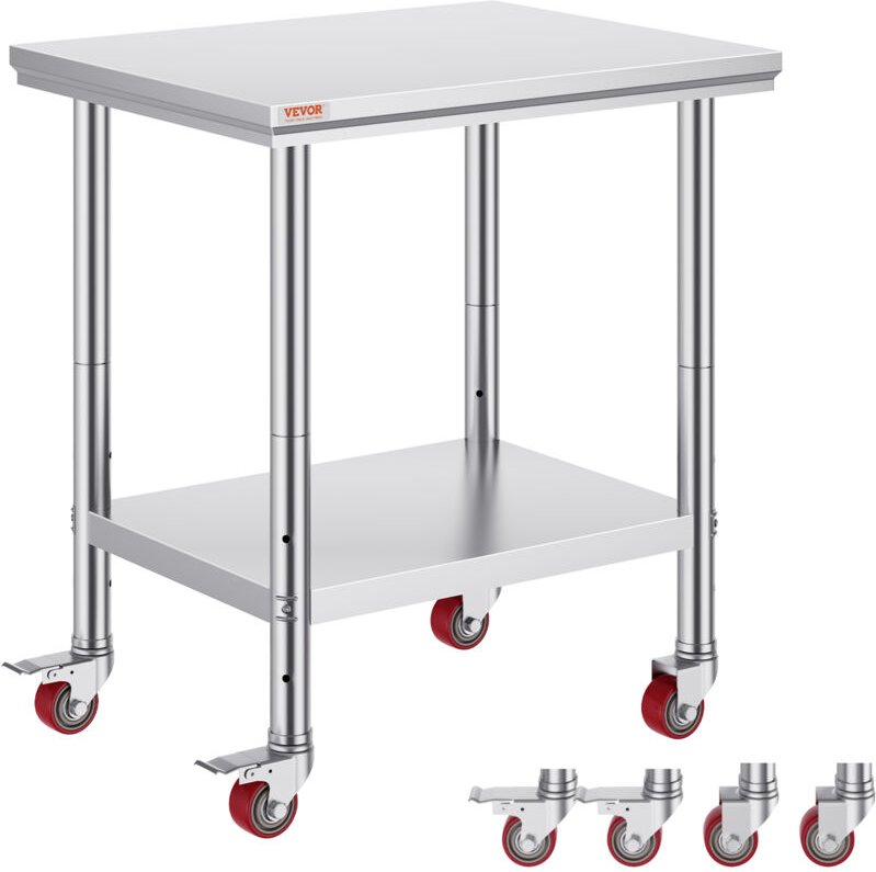 Thumbnail - Arbeitstisch 76 x 60 x 85 cm Edelstahl Catering Arbeitstisch Belastbarkeit 317 kg, Lebensmittel Zubereitungstisch mit Na...