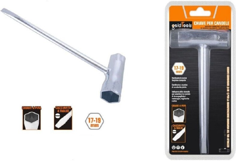 Trade Shop Traesio - Trade Shop - zündkerzen-maulschlüssel 17-19 mm schlitzschraubendreher kettensäge 57259 -