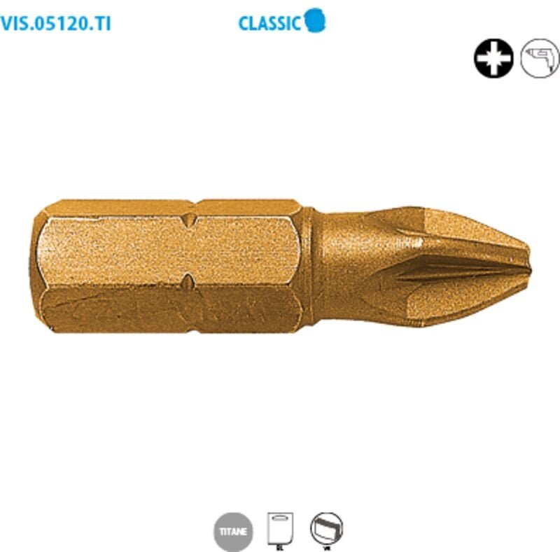 Kurzschaft-Schraubendreherbit 1/4'' - POZIDRIV® TITAN Classic PZ Nr. 3 Lang. 25, Packung mit 2