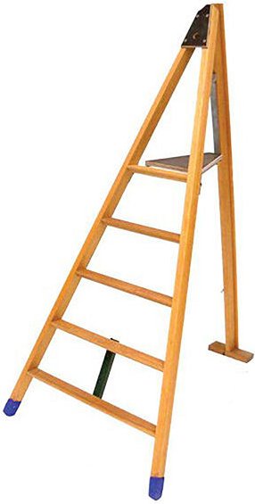 Dreibein Holz-Obstbaumleiter 9 Sprossen mit breitem Stützfuß - H3000