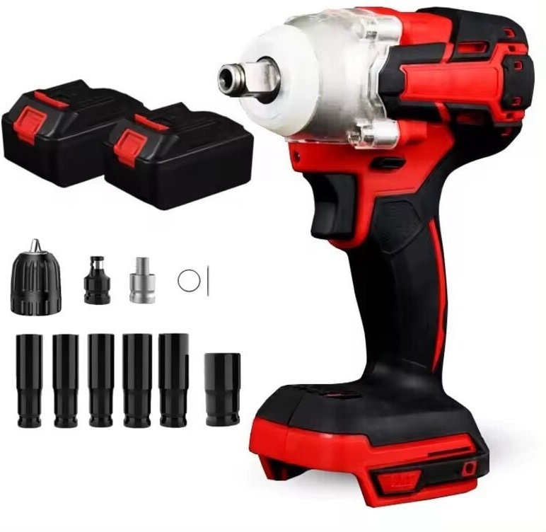 Akku-Schlagschrauber ohne Bürsten, 1/2-Zoll-Schlagschrauber, kompatibel mit 18-V-Akkus, 300 nm, 2 Geschwindigkeiten, 2-i...