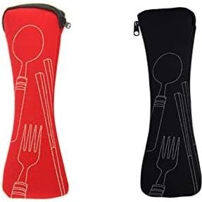 Csparkv - 20 x 6,5 cm, 2 Stück, tragbare Besteckbox, tragbare Taschen mit Reißverschluss, Neopren-Aufbewahrungstasche fü...