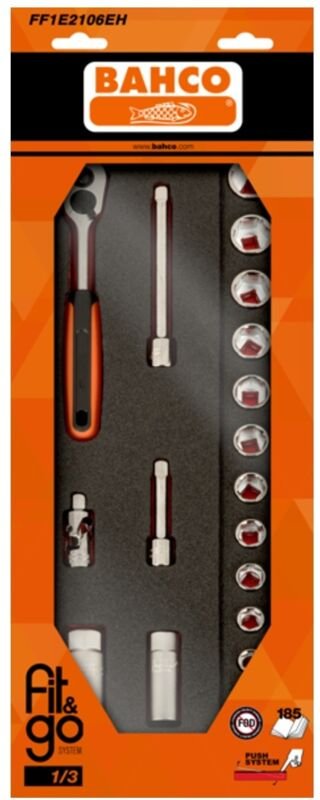 Bahco Fit&Go 1/3 Schaumstoffeinlage 3/8-Steckschlüsseleinsätze - 18-tlg.