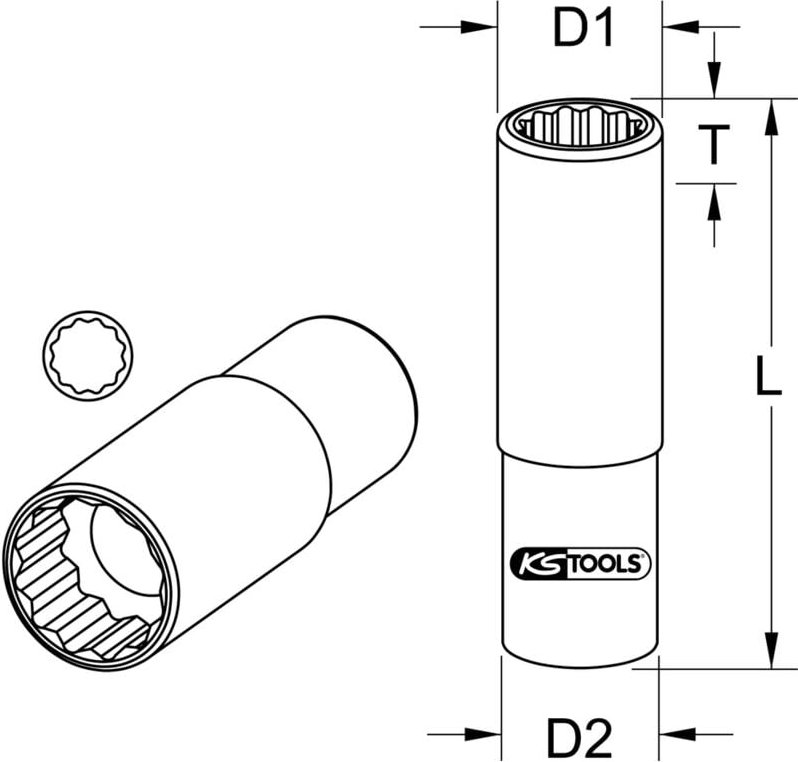Thumbnail - Lange Stecknuss 12 Zähne ULTIMATE 1/2'', 14 mm