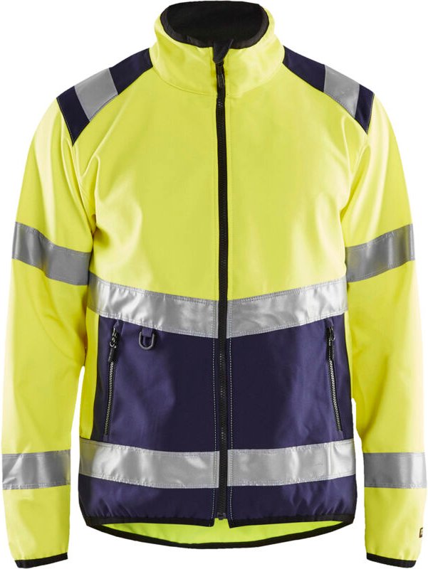 Hochsichtbare Softshell-Arbeitsjacke 4877 - Neon Gelb / Marine XS