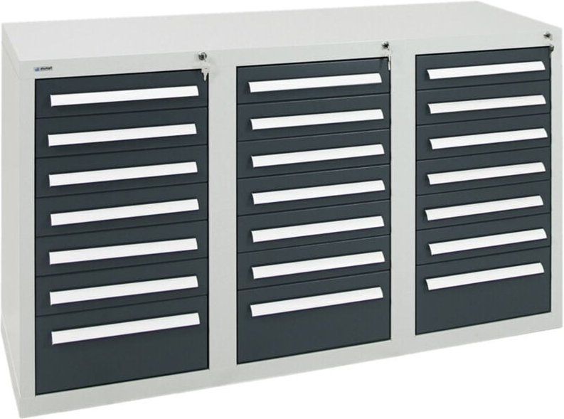 Schubladenschrank Serie T-100/35-1, ral 7035/7016, 21 Schubladen - Stumpf