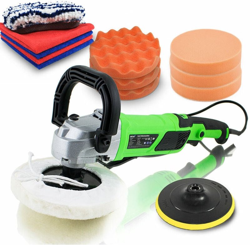 Auto Poliermaschine 1500W Lack Autopolierer Poliergerät Autopflege Polierset 9 - Poliermaschine mit 1500W & umfangreiche...