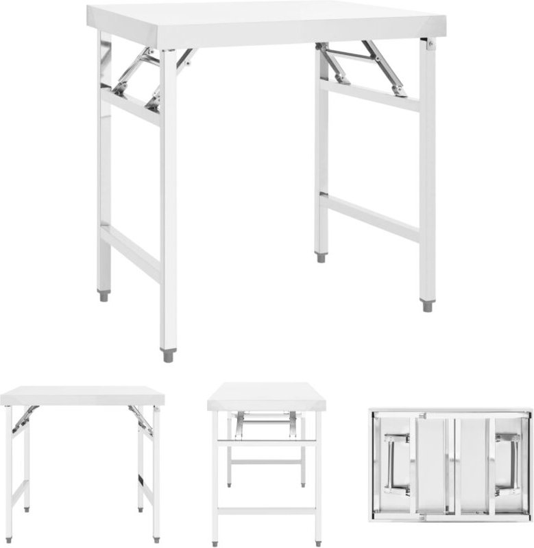 The Living Store - Küchen-Arbeitstisch Klappbar 85x60x80 cm Edelstahl - Gastronomie