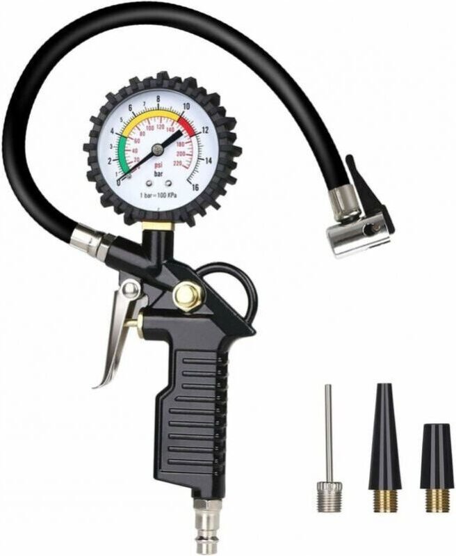 Thumbnail - Reifendruckprüfer, Reifendruckprüfer, 220 psi Multifunktionaler Reifendruckprüfer mit Mittelventilwerkzeug mumu