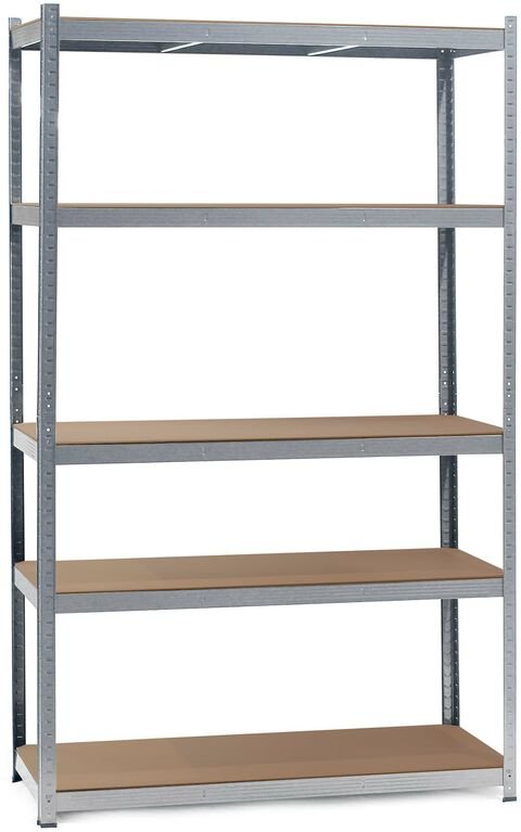 Wiltec Schwerlastregal 120x60x204cm, 200kg/Ablage, Steckregal verzinkt aus Stahl, Lastenregal mit 5 Ablagen, Werkstattre...