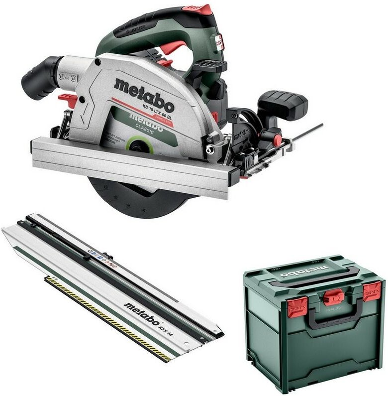 Metabo - Akku Handkreissäge ks 18 ltx 66BL in x + Kappschiene kfs 44