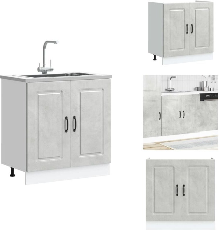 Spülenunterschrank Kalmar Betongrau 80x46x81,5 cm Holzwerkstoff - Spülenunterschrank - Spülenunterschränke - Küchenunter...