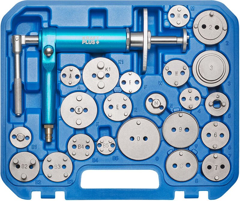 Kraftplus - K.211-1423 Universal Druckluft Bremskolbenrücksteller l/r Werkzeug Set - 23-tlg. Bremskolben-Rückstellwerkze...