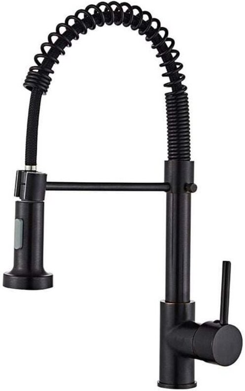 YMYNY Küchenarmatur mit 360° drehbarem Sprüher, 2 Modi, Auslauf, Feder-Küchenarmatur (schwarz)