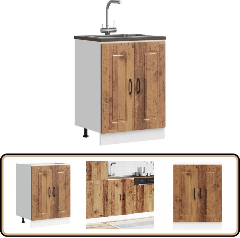 Spülenunterschrank Kalmar Altholz-Optik 60x46x81,5 cm - Vidaxl