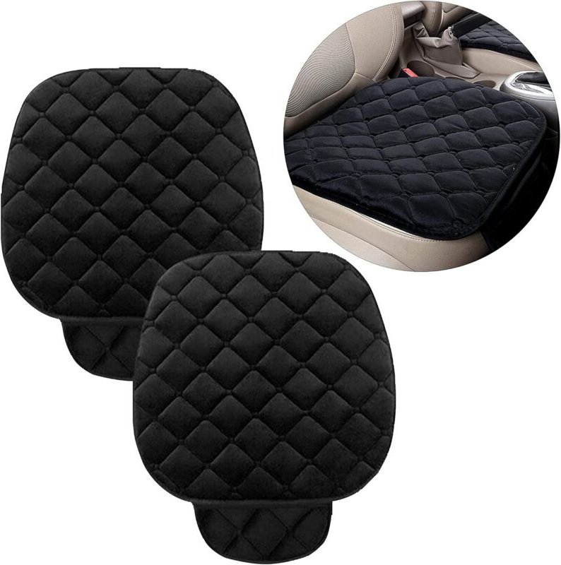 Autositzkissen, 2-teiliges Plüsch-Autositzkissen vorne, rutschfester Autositzschutz, weich, atmungsaktiv, Sitzkissen für...