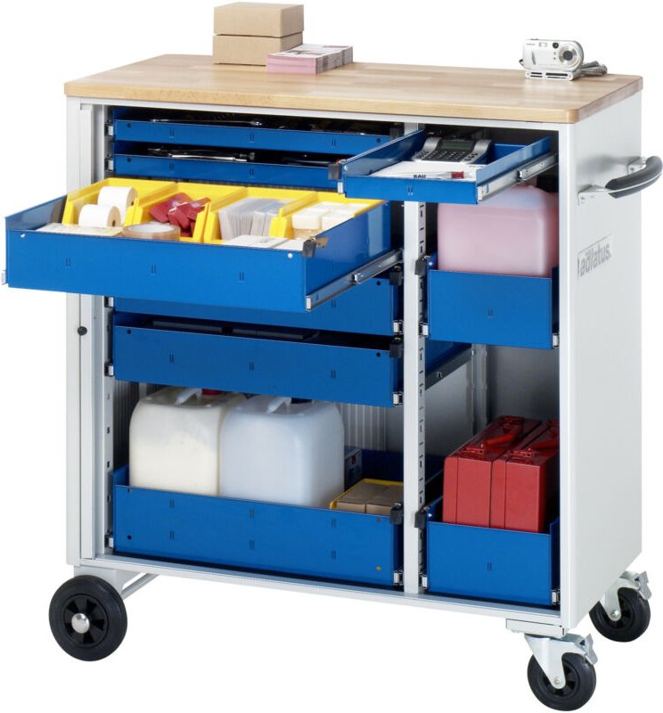 Werkzeugwagen mit 6 Schubladen Buche BxTxH 1025x520x1080mm - RAU