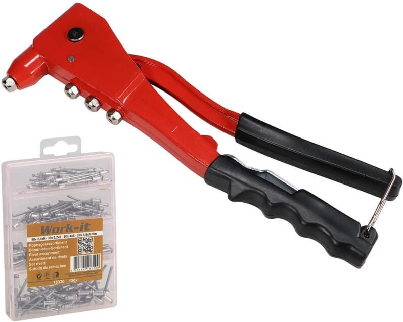 Peveha24 - Nietzange Nieten Zange mit 120 teiligem Blindnieten Sortiment 2,4-4,8mm