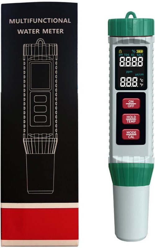 PH Messgerät Wasser Digital Tester: 5 in 1 PH EC TDS Salzgehalt Temperatur Hochpräziser Digital Pool tester -Automatisch...