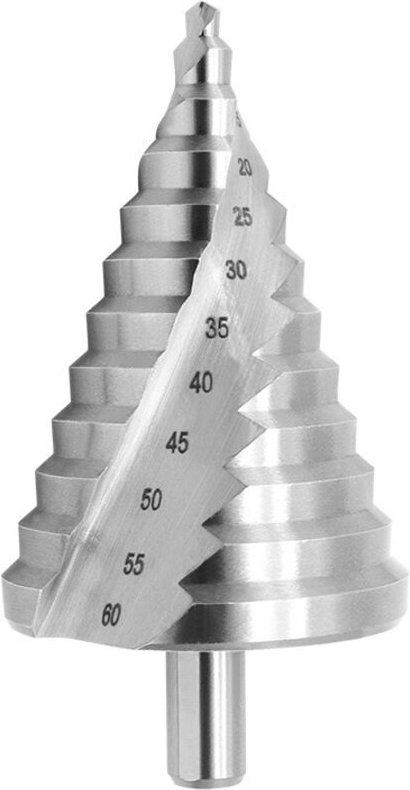 Gabrielle - HSS-Stufenbohrer, 6–60 mm, Spirale, konischer Schlitz, Senker, 12 Stufen, zum Bohren mit Schraubendreher auf...