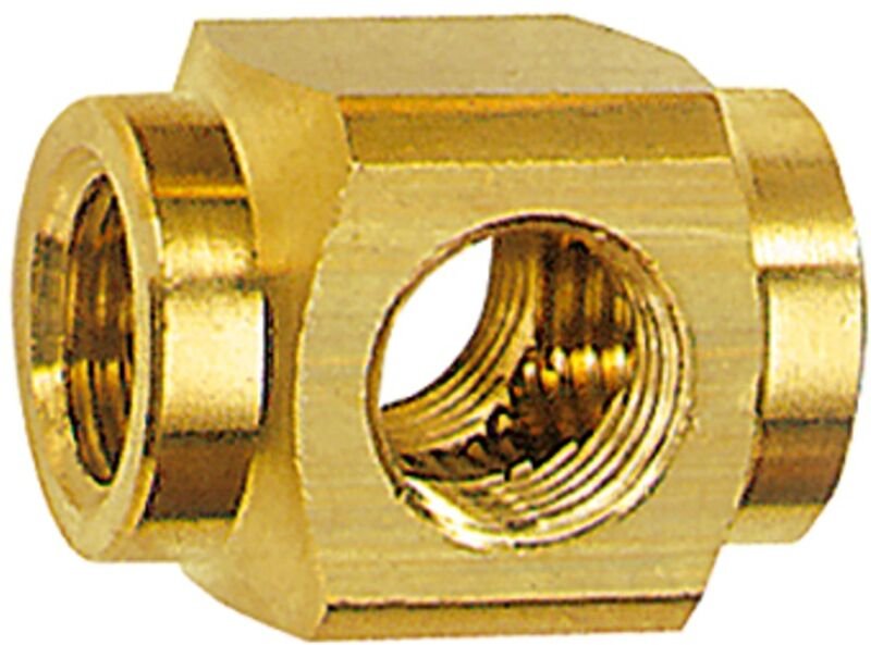 Kreuz-Verteiler, g 1/4, sw 22, Messing - Riegler