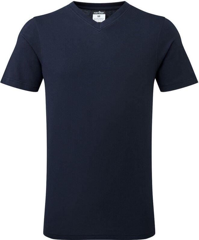 Baumwoll-T-Shirt mit V-Ausschnitt Marine XL