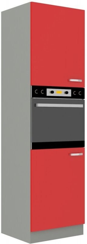 Küchen Preisbombe - Küchen Hochschrank 60 Glanz Rot + Grau Küchenzeile Küchenblock Küche Rose Bianca