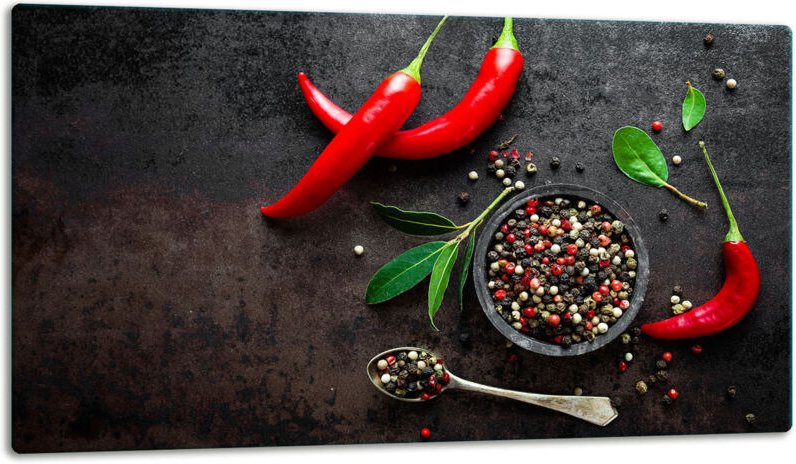 Glasschild Schneidebrett 52x30 Paprika