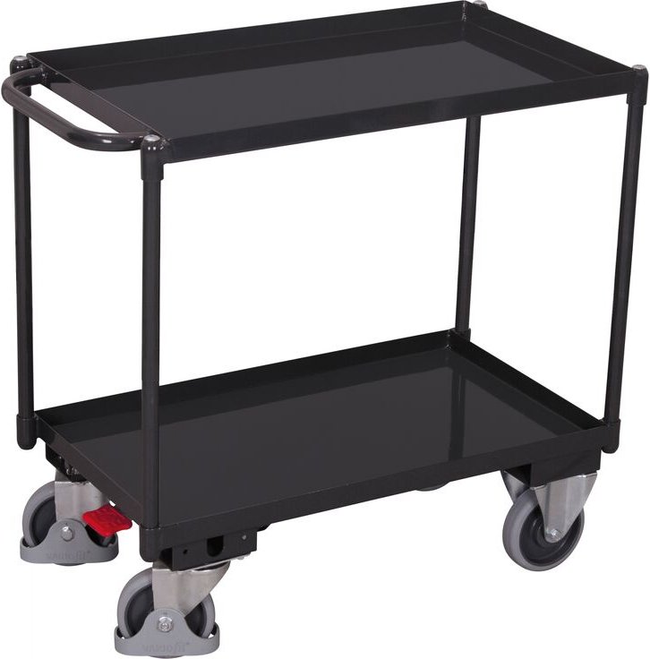 VARIOfit Tischwagen mit Schiebegriff und 2 Ladeflächen 835x495mm Anthrazitgrau