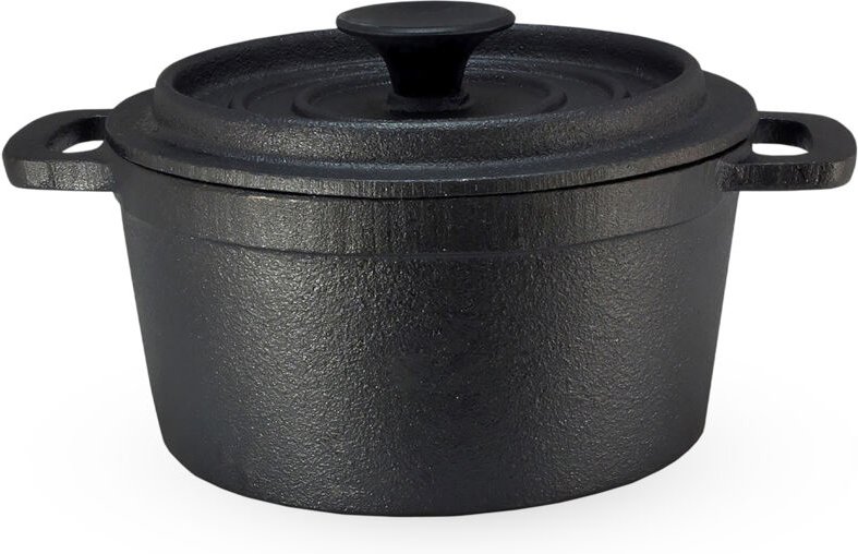 Gusseisen Topf mit Deckel 14 cm - Grilltopf Eisentopf Kochtopf Schmortopf Bräter