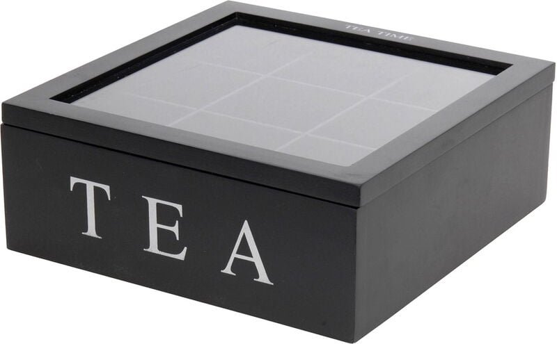 Home Styling - Teebox tea, 9 Fächer, Teeaufbewahrung, mdf, 22,5 x 22,5 x 9 cm