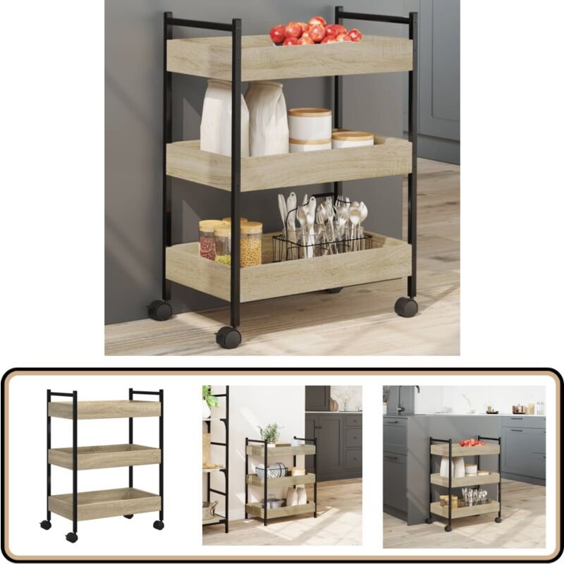 Küchenwagen Sonoma-Eiche 50x30x70 cm Holzwerkstoff - Küchentisch - Küchenschrank - Kücheninsel - Rollwagen - Mobiliar