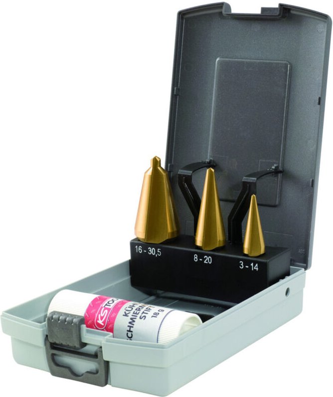 Ks Tools hss TiN Blechschälbohrer-Satz, Kunststoffkassette 4-tlg.