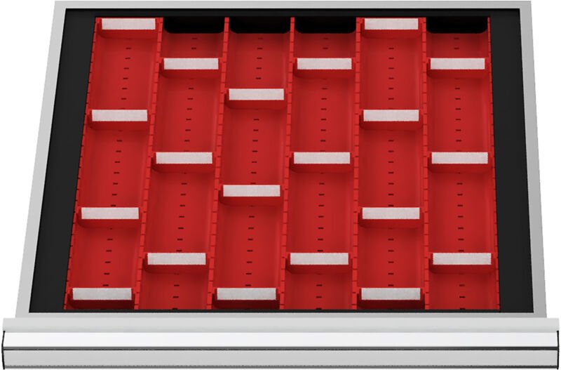 Schubladeneinteilung Muldenplatten blh 50 mm Innenmaß 500x450 mm 9 mp mit 2 Mulden - Stier