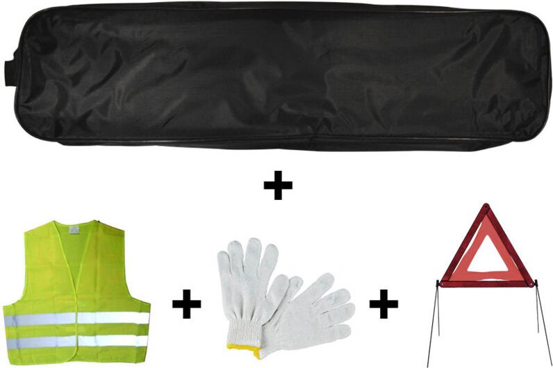 Schwarze Tasche Emergency Kit Trim + Dreieck + Weste + Handschuhe Jbm53179
