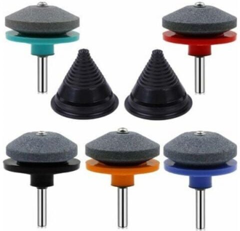 5-teilige Rasenmäherklingenschärfer mit 2 Rasenmäherklingen-Auswuchtwerkzeugen für die meisten elektrischen Bohrmaschine...