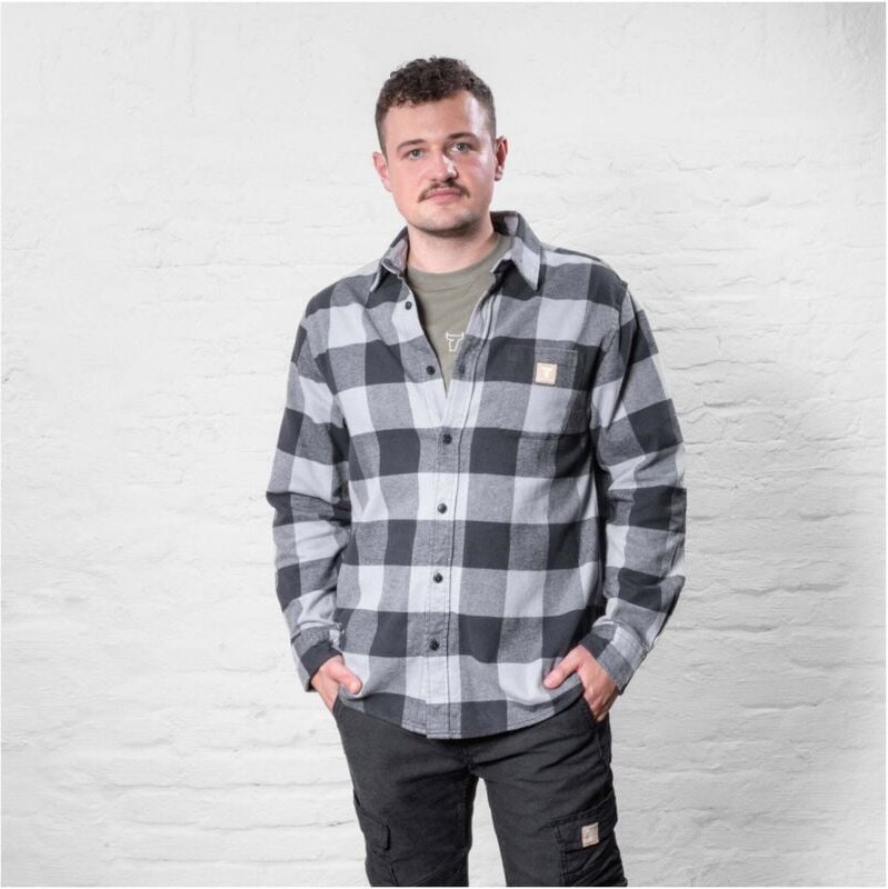 Heavy Flannel Shirt bci cotton m buffalo plaid grey - Stier
