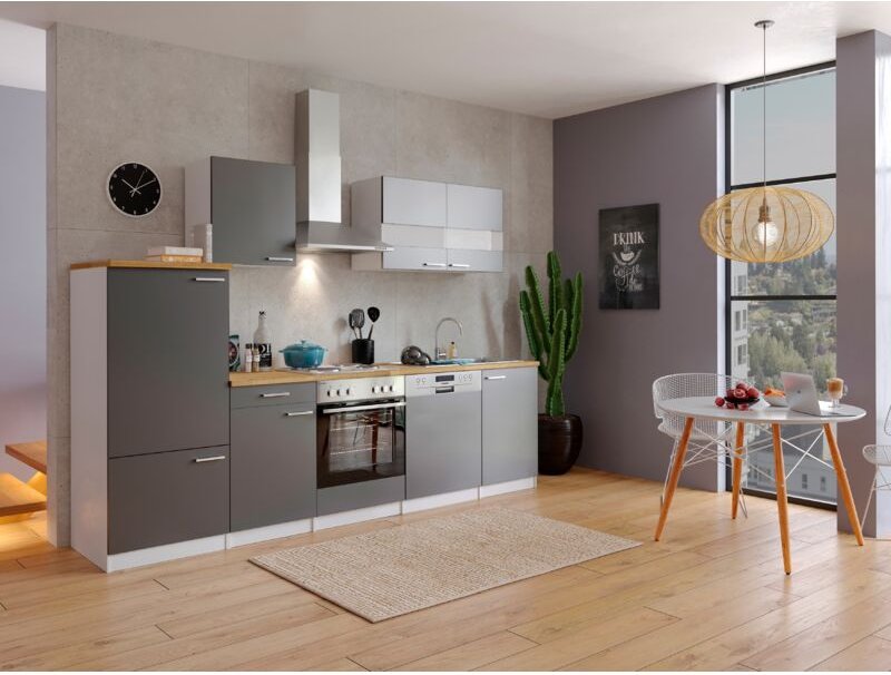 Thumbnail - Küche Küchenzeile Leerblock Einbauküche Weiß Grau Malia 280 cm Respekta