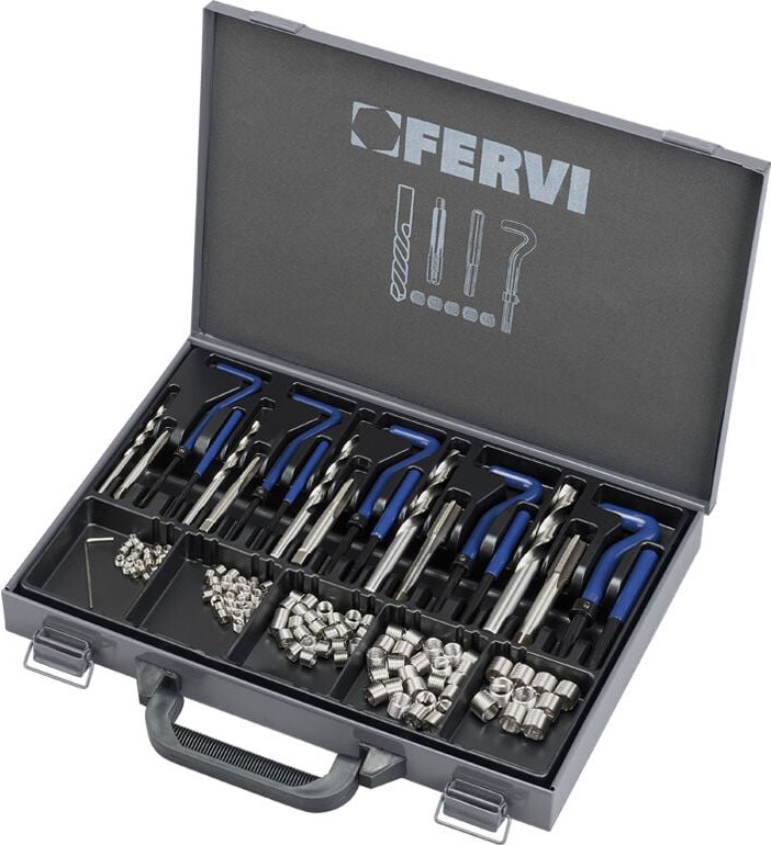 Fervi - Edelstahl M5-M12 metrisches Reparatur-Sortiment-Set 130-tlg e011a