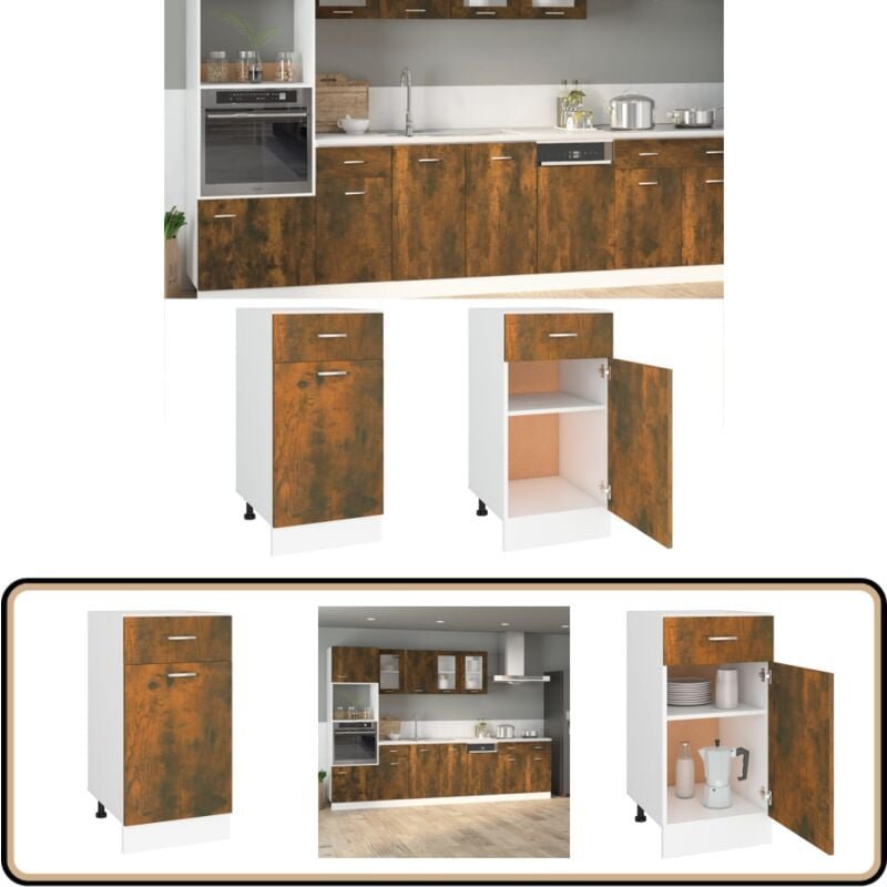 Unterschrank mit Schublade Räuchereiche 40x46x81,5 cm - Unterschrank - Küche - Küchenschrank - Holzküche - Holzschrank
