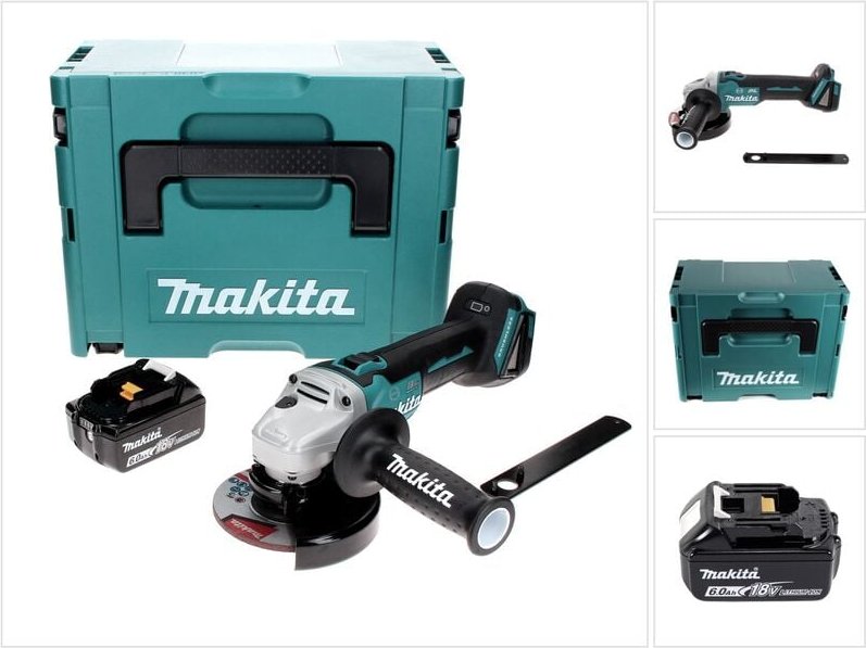Dga 506 G1J Akku Winkelschleifer 18 v 125 mm Brushless + 1x Akku 6,0 Ah + Makpac - ohne Ladegerät - Makita