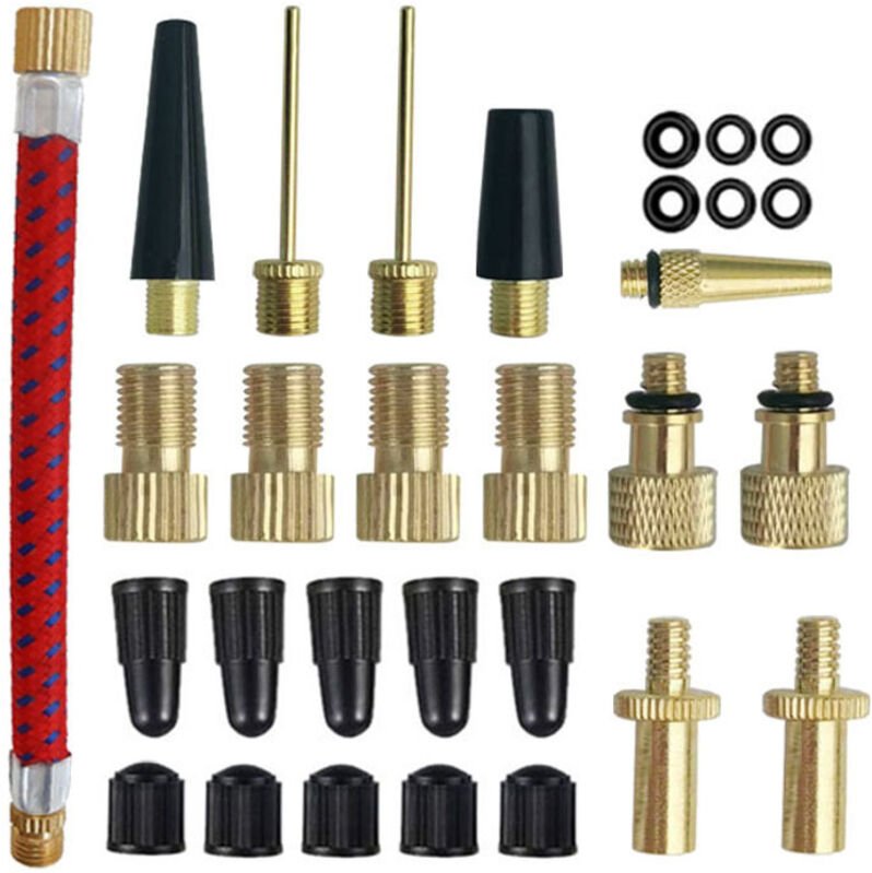 30 Stück Fahrradpumpenadapter, Fahrradventiladapter-Set, Fahrradpumpendüse mit Dichtungswelle, für Fahrradpumpe, Kompres...