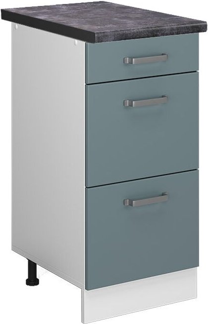 Vicco - Küchenunterschrank R-Line, Blau-Grau, 40 cm mit Schubladen, ap Anthrazit