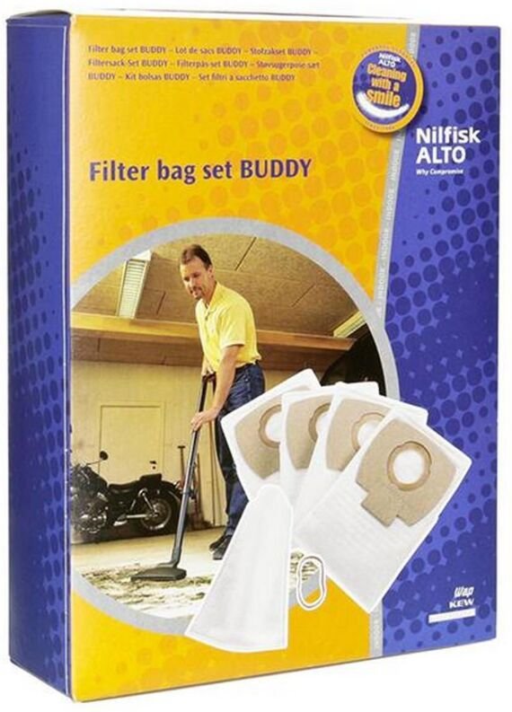 Ersatzteil - 4er Pack Staubsaugerbeutel + 1 Wasserfilter buddy - Nilfisk